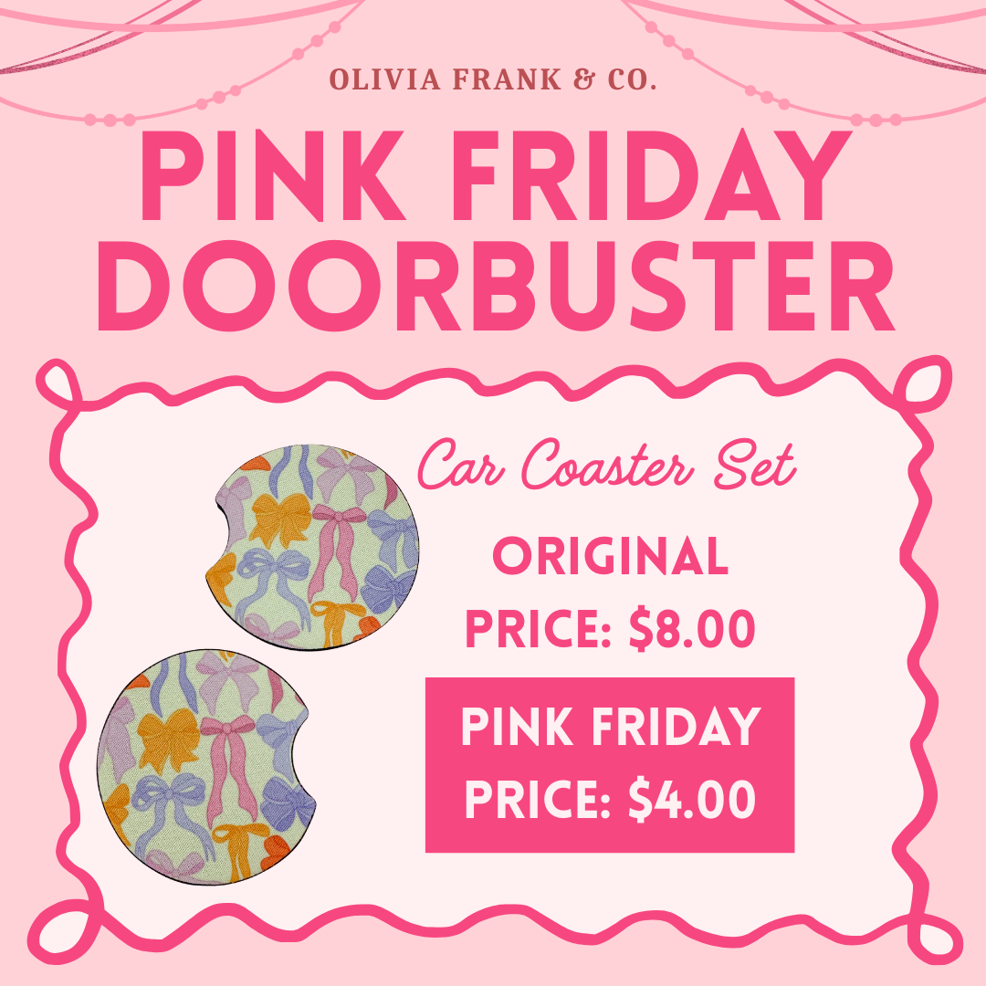 PINK FRIDAY DEAL: Colorful Bow Car Coaster Set