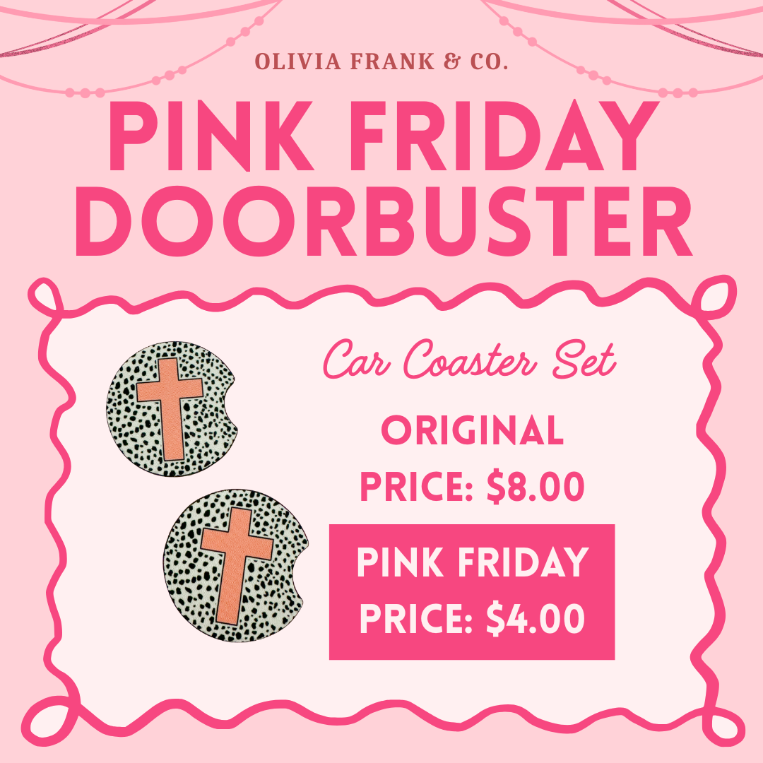 PINK FRIDAY DEAL: Pink Cross Car Coaster Set
