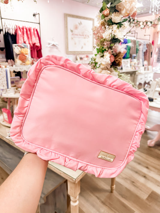 Large Pink Ruffle Travel Pouch