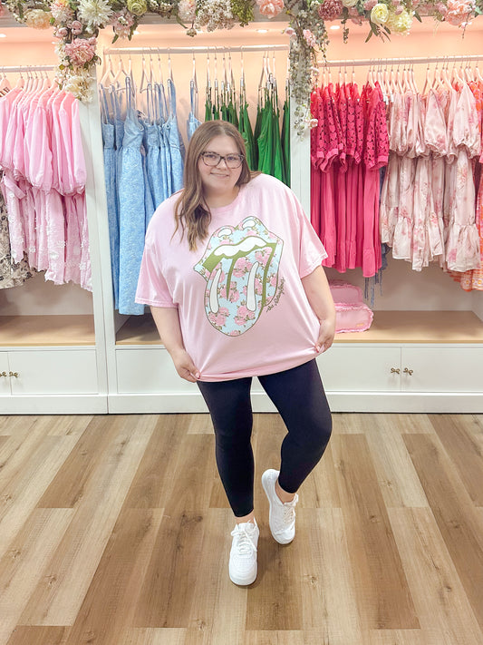 Floral Rolling Stones Tee