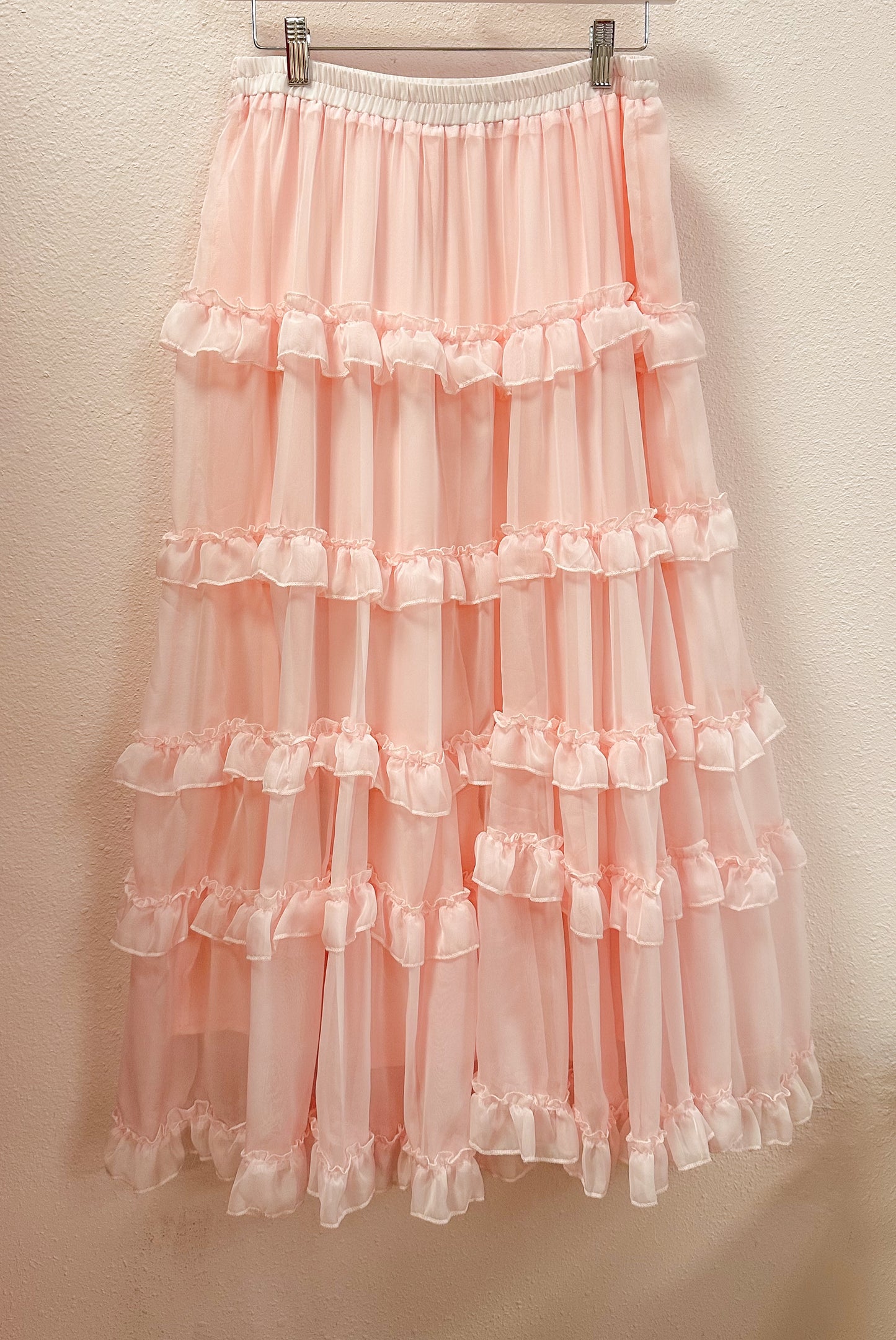 Polly Pink Ruffle Cascade Skirt