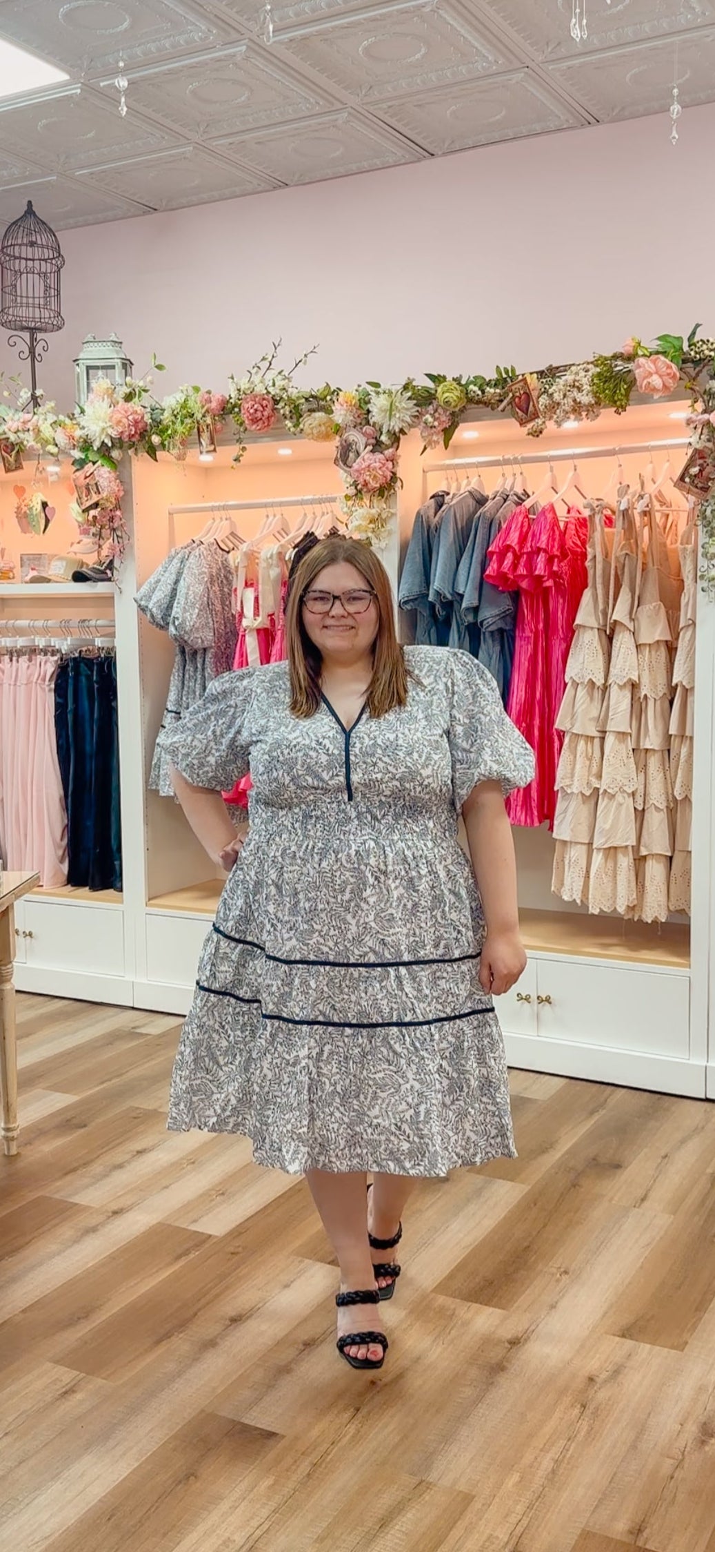 Royal Blue Print Tiered Dress