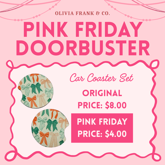 PINK FRIDAY DEAL: Christmas Bow Car Coaster Set