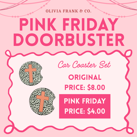 PINK FRIDAY DEAL: Pink Cross Car Coaster Set
