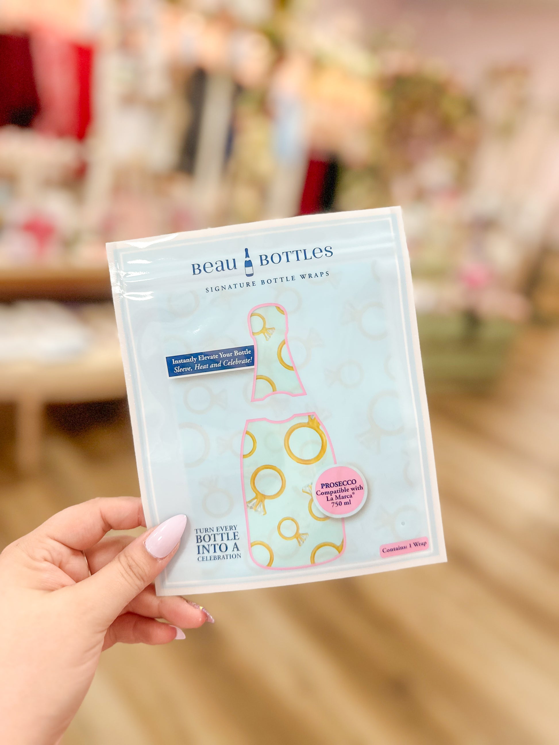 Beau Bottles Blue Engagement Ring Prosecco Bottle Wrap