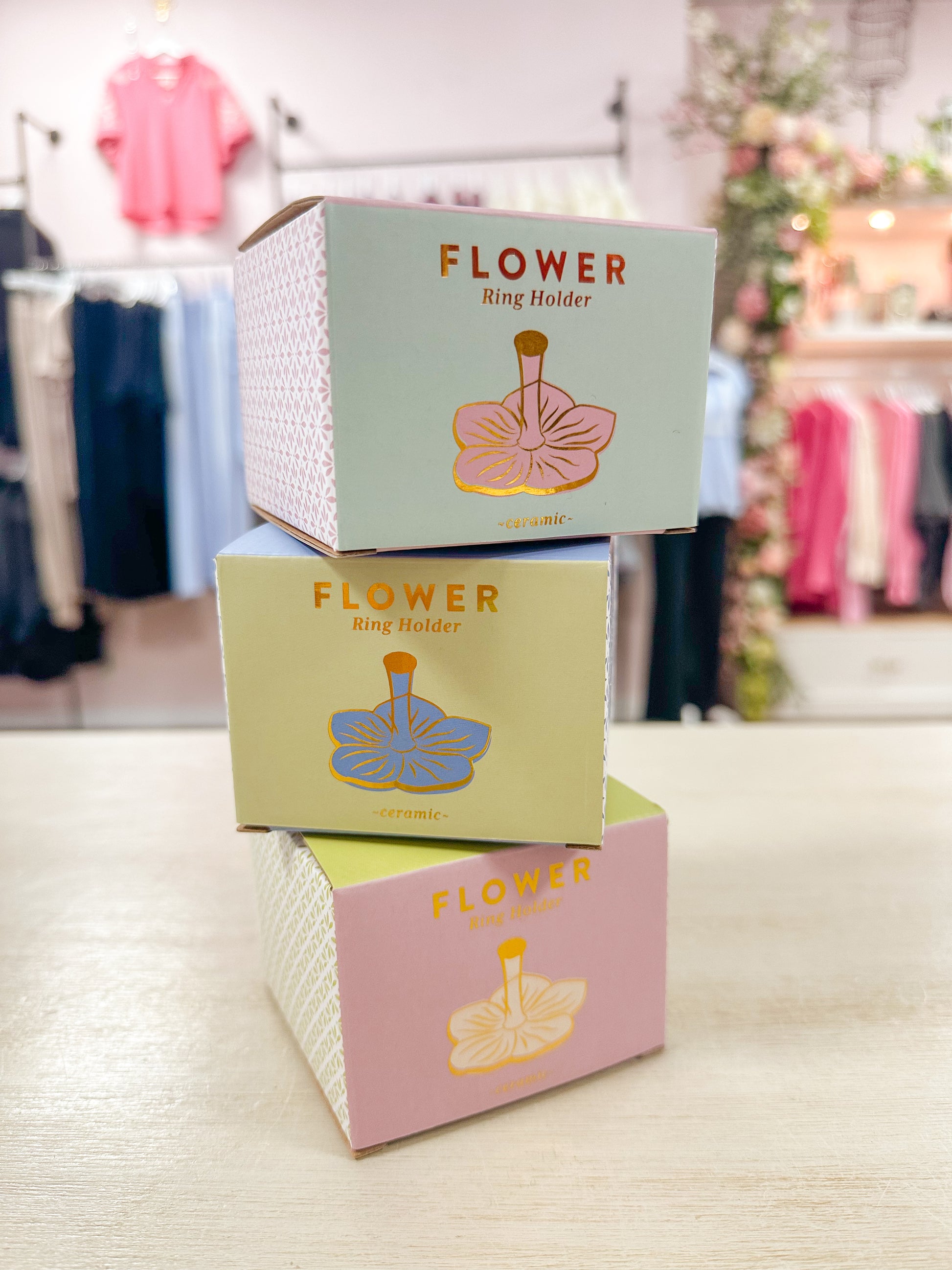 Flower Ceramic Ring Holder Pink