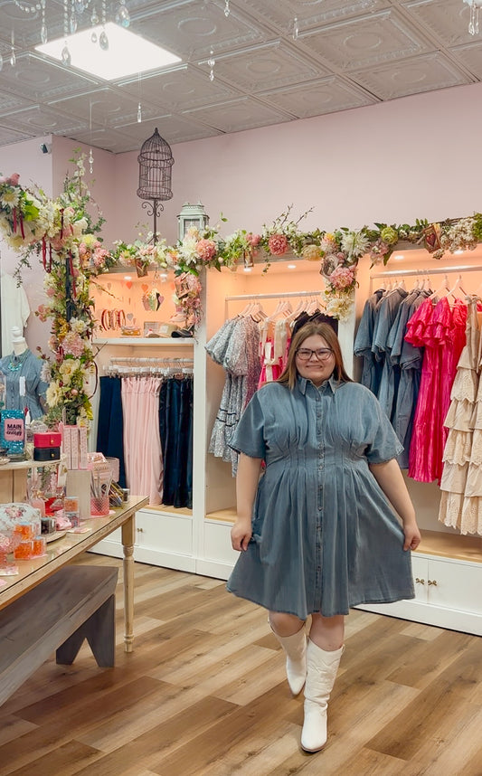 Denim Pintuck Dress