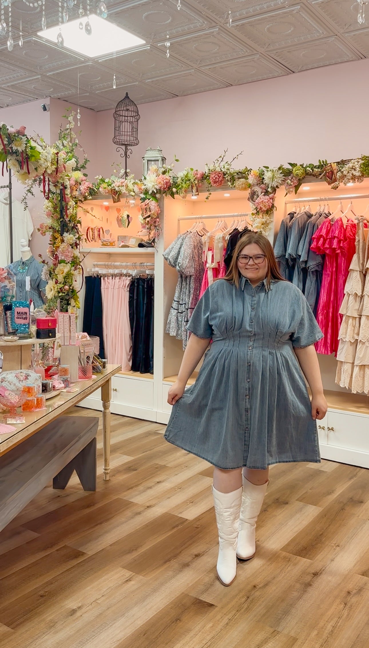 Denim Pintuck Dress