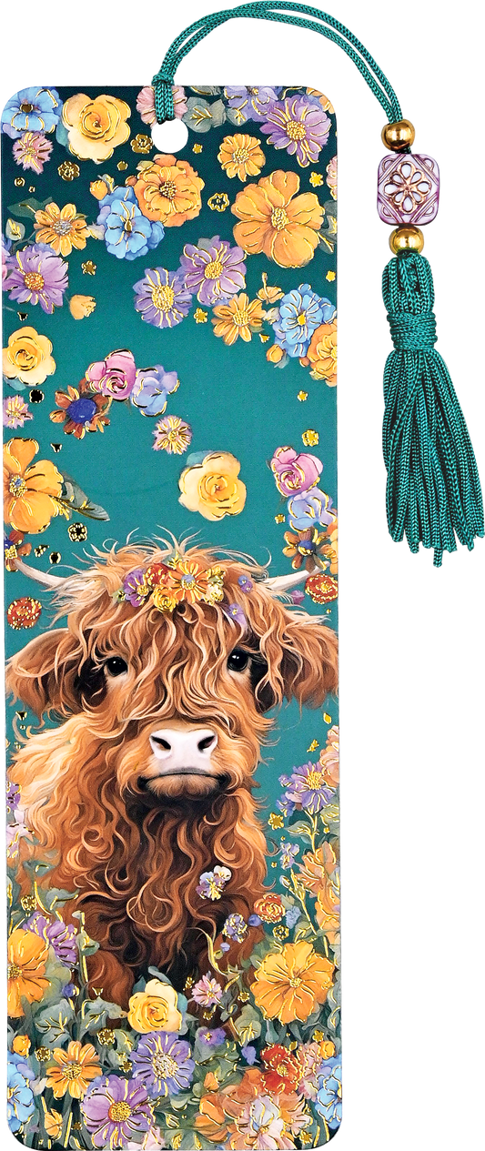 Highland Cow Beaded Bookmark
