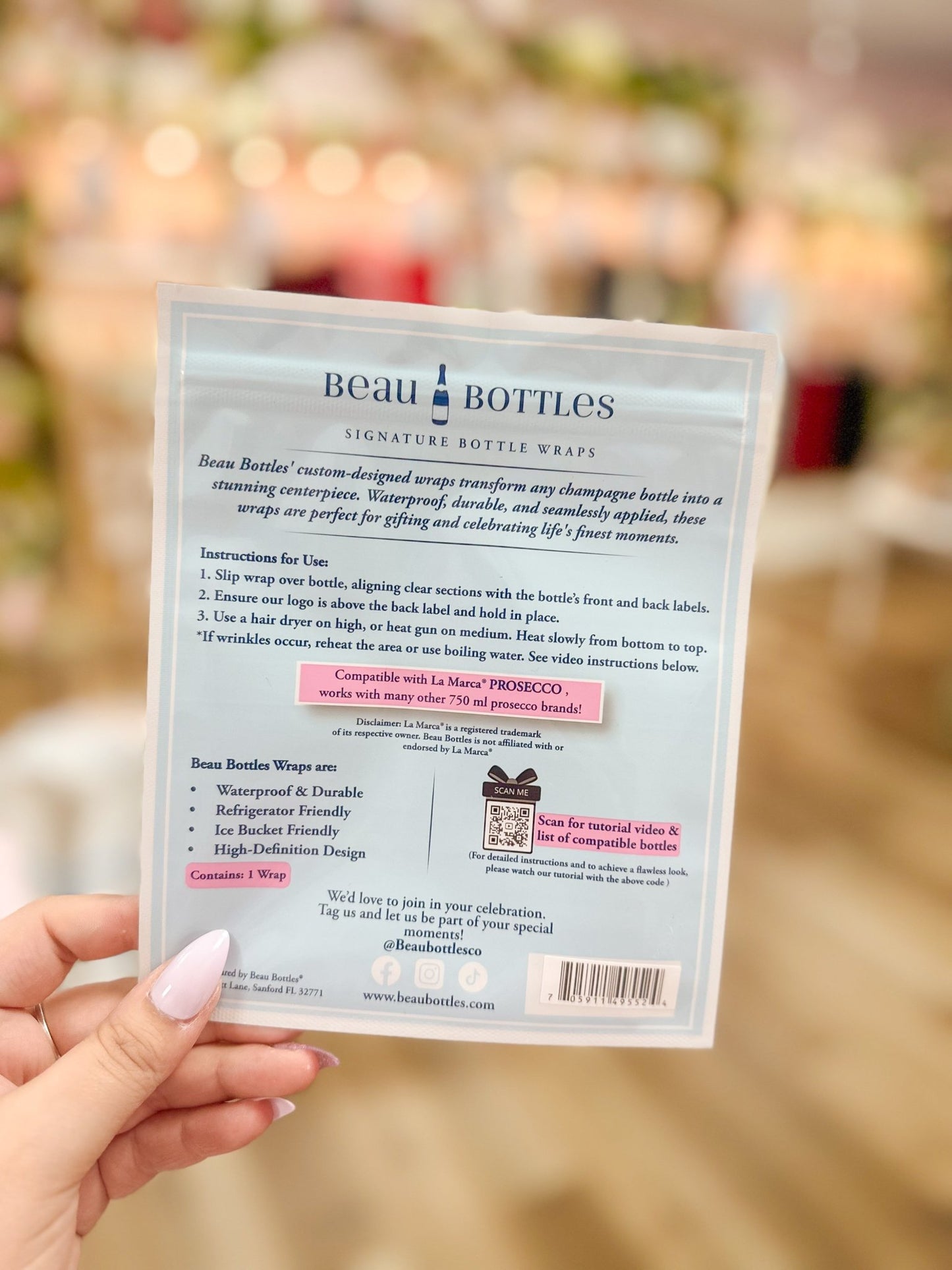 Beau Bottles Blue Engagement Ring Prosecco Bottle Wrap - Olivia Frank & Co.