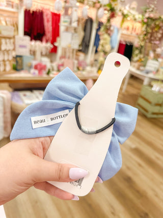 Beau Bottles Blue Linen Bottle Bow - Olivia Frank & Co.