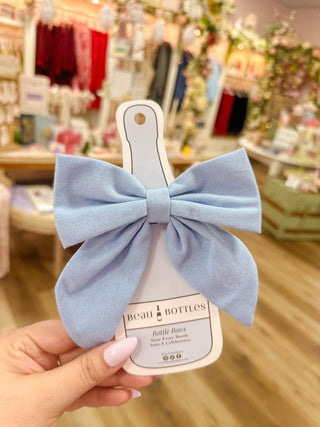 Beau Bottles Blue Linen Bottle Bow - Olivia Frank & Co.