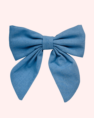 Beau Bottles Blue Linen Bottle Bow - Olivia Frank & Co.