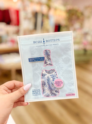 Beau Bottles Limited Edition Blue and White Ornament Prosecco Bottle Wrap - Olivia Frank & Co.