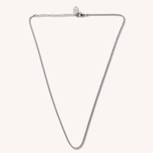 Micro Tennis Necklace- Silver