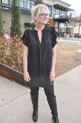 Brooke Black Ruffle Top - Olivia Frank & Co.