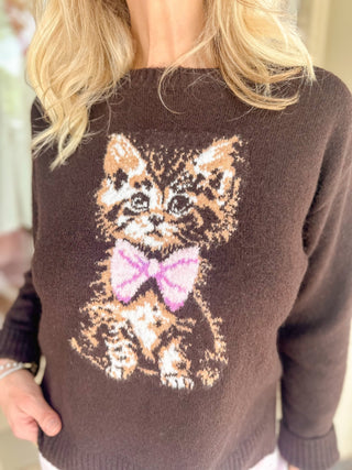 Chocolate Brown Kitten Sweater - Olivia Frank & Co.
