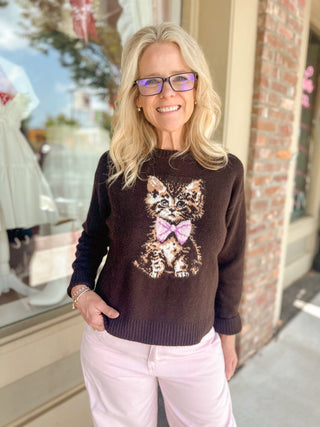 Chocolate Brown Kitten Sweater - Olivia Frank & Co.