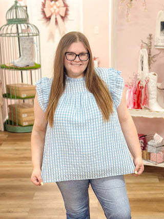 Cora Seersucker Flutter Top - Olivia Frank & Co.