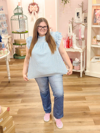 Cora Seersucker Flutter Top - Olivia Frank & Co.
