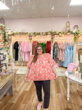 Coral Jacquard Top - Olivia Frank & Co.