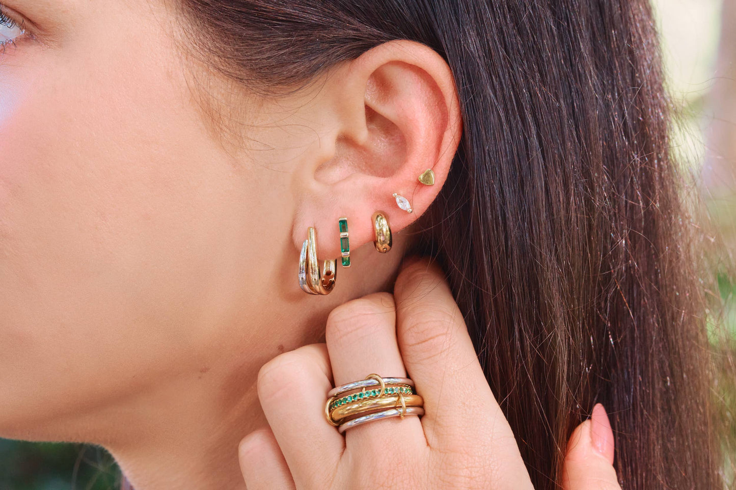 Flat Back Gold Marquise Crystal Studs