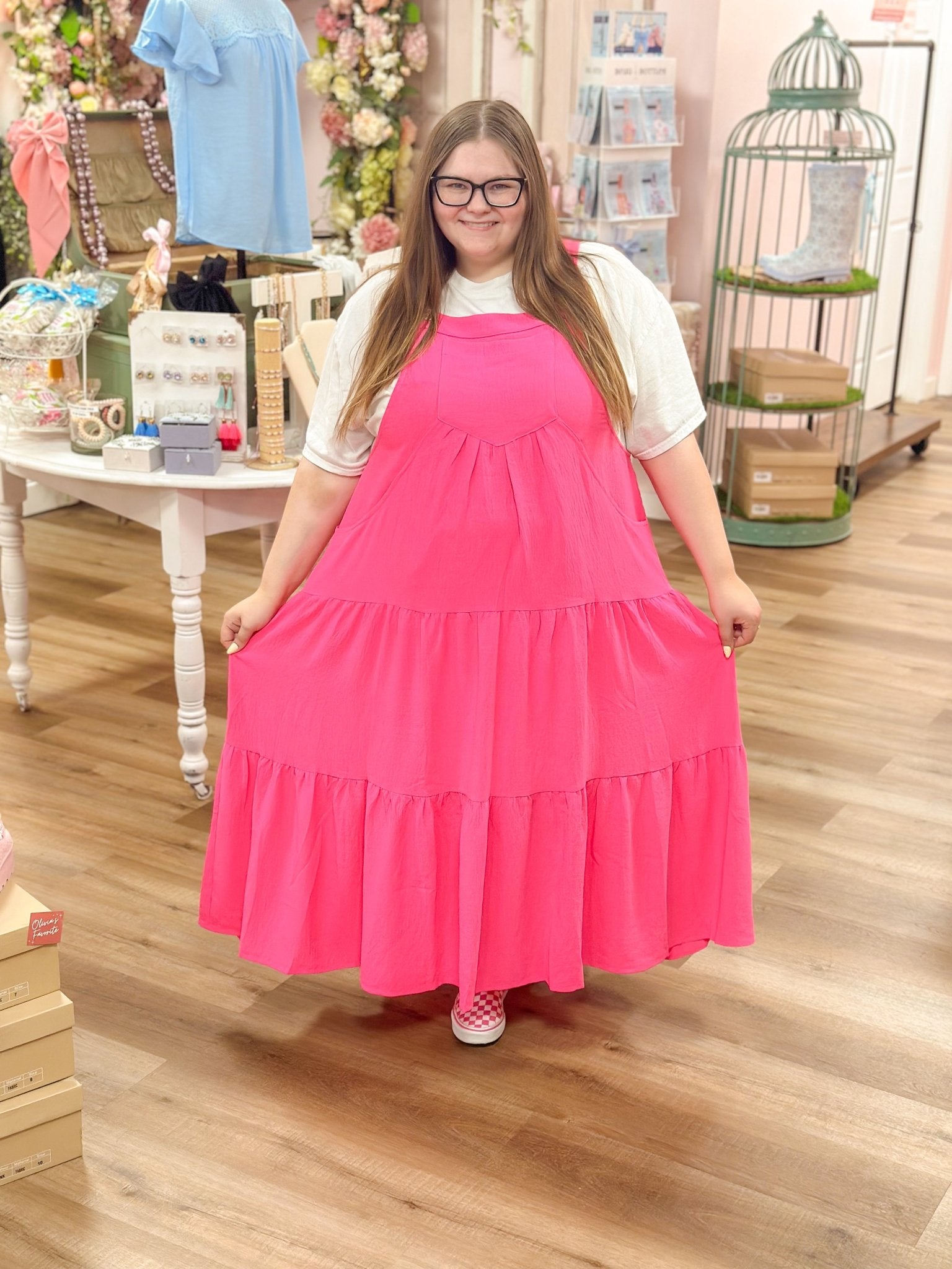 Electric Fuchsia Overall Dress