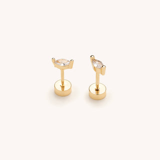 Flat Back Gold Marquise Crystal Studs - Olivia Frank & Co.