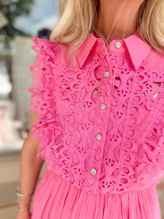 Fun Fuchsia Eyelet Dress - Olivia Frank & Co.
