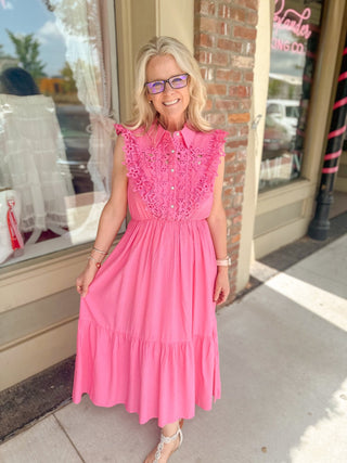 Fun Fuchsia Eyelet Dress - Olivia Frank & Co.