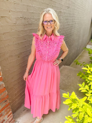 Fun Fuchsia Eyelet Dress - Olivia Frank & Co.