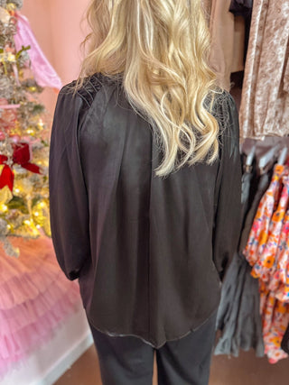 Gloria Black Blouse - Olivia Frank & Co.