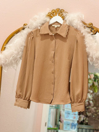 Lily Lace Trim Collar Blouse - Olivia Frank & Co.