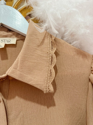 Lily Lace Trim Collar Blouse - Olivia Frank & Co.