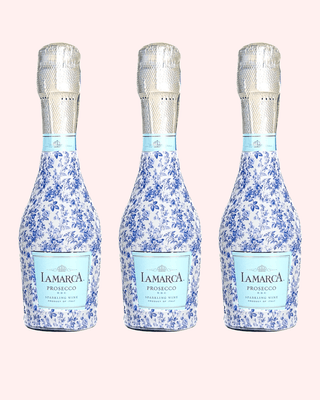 LIMITED EDITION: Beau Bottles Blue Floral - Mini Prosecco 3 Pack - Olivia Frank & Co.