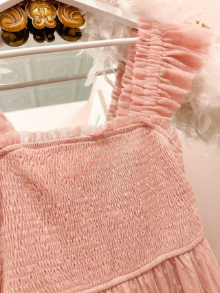 Pink Chiffon Smocked Dress - Olivia Frank & Co.