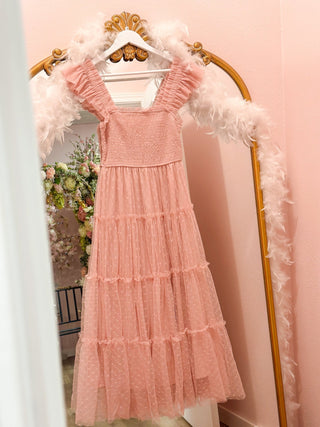 Pink Chiffon Smocked Dress - Olivia Frank & Co.