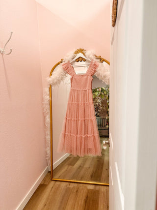 Pink Chiffon Smocked Dress - Olivia Frank & Co.