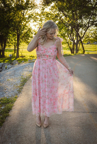Reece Floral Romantic Midi Dress - Olivia Frank & Co.