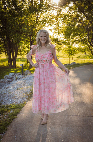 Reece Floral Romantic Midi Dress - Olivia Frank & Co.