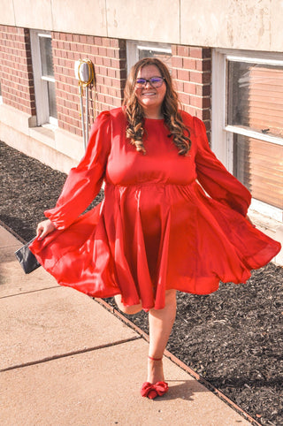 Ruby Romance Satin Dress - Olivia Frank & Co.