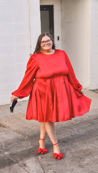 Ruby Romance Satin Dress - Olivia Frank & Co.