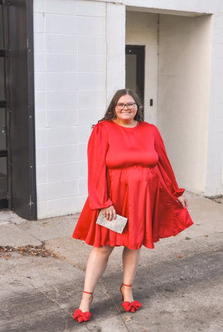 Ruby Romance Satin Dress - Olivia Frank & Co.