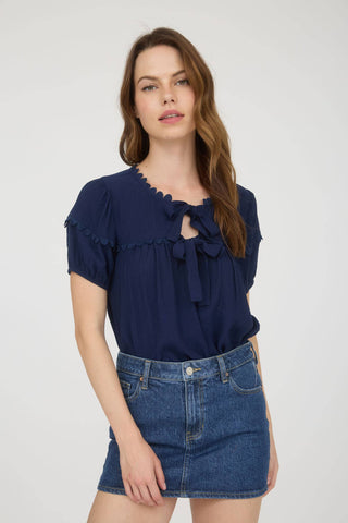 Sarah Scallop Trim Detail Top - Olivia Frank & Co.
