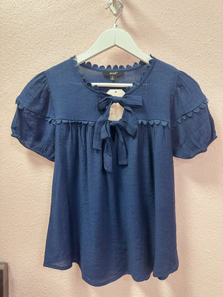 Sarah Scallop Trim Detail Top - Olivia Frank & Co.