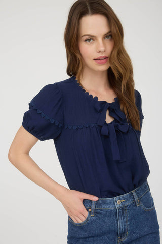 Sarah Scallop Trim Detail Top - Olivia Frank & Co.