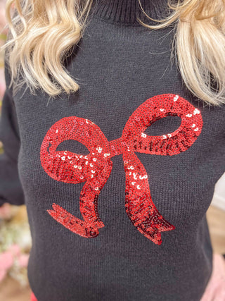 Sequin Bow Sweater - Olivia Frank & Co.