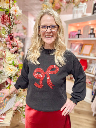 Sequin Bow Sweater - Olivia Frank & Co.