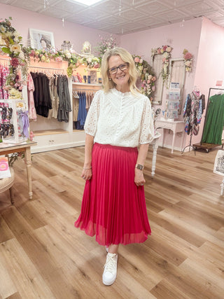 Strawberry Sunrise Pleated skirt - Olivia Frank & Co.