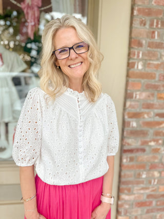 Tonya Eyelet Top - Olivia Frank & Co.